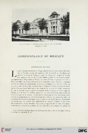 4. Pér. 10.1913: L' exposition de Gand : correspondance de Belgique