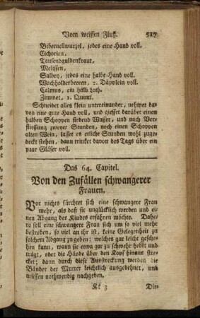 Das 64. Capitel. Von den Zufällen schwangerer Frauen.