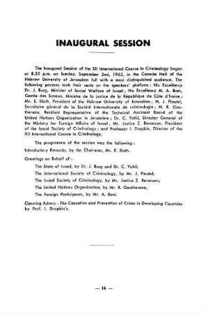 14-34, Inaugural Session