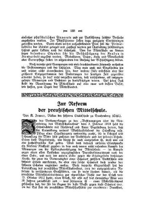 Zur Reform der preußischen Mittelschule