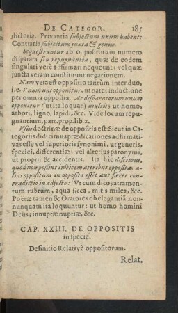 Cap. XXIII. De Oppositis in specie.