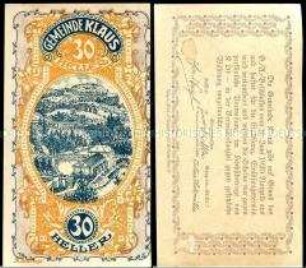 Klaus, Oberösterreich 30 Heller