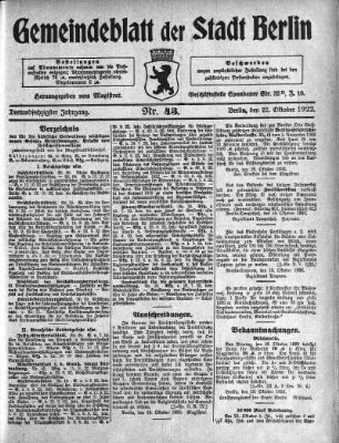 1922,43: Nr. 43, 22. Oktober 1922