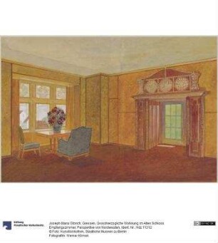 Giessen, Grossherzogliche Wohnung im Alten Schloss Empfangszimmer, Perspektive von Nordwesten