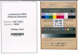 Entnazifizierung Hans Sellwig, geb. 15.12.1903 (Monteur)