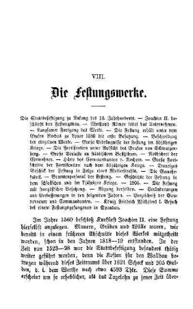 VIII. Die Festungswerke