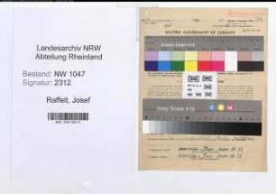 Entnazifizierung Josef Raffelt , geb. 07.10.1895 (Hausmeister)