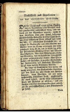 Nachschrift und Appellation an das ehrliebende Publikum.