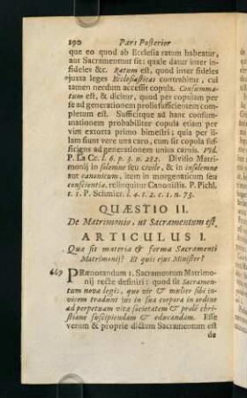 190-200, Quaestio II. De Matrimonio, ut Sacramentum est