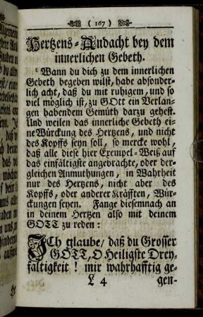 Hertzens-Andacht bey dem innerlichen Gebeth.