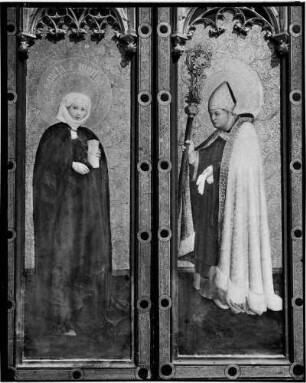 Tiefenbronn Katholische Kirche Sankt Maria Magdalena Magdalenenaltar von Lukas Moser (1432) Bild des Heiligen Lukas