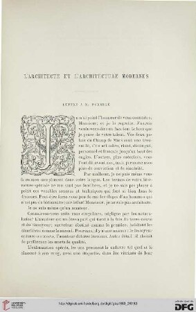 3. Pér. 2.1889: L' architecte et l'architecture modernes : lettre à M. Formigé