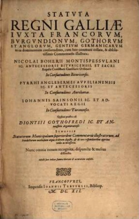 Statuta regni Galliae ...
