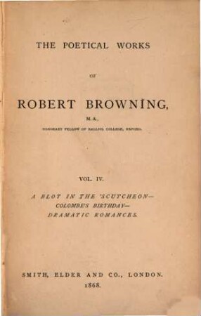 The poetical works of Robert Browning, 4