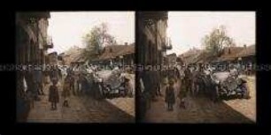 Soldaten und Einwohner in Skierniewice