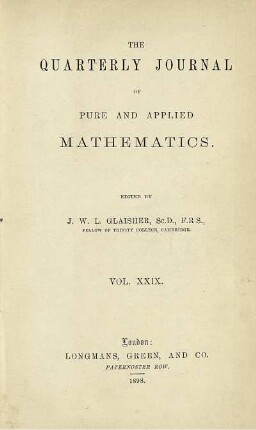 29: The quarterly journal of pure and applied mathematics