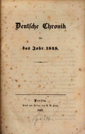 Deutsche Chronik. 1848 (1849)