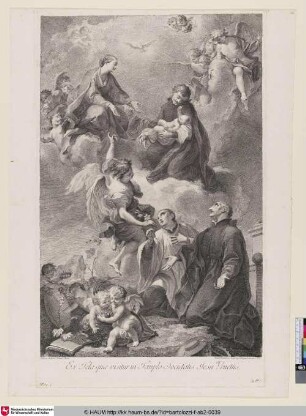 [Trois Saints de l'ordre de S. Dominique en extase devant la S. Vierge; Drei Dominikaner in Extase vor der Heiligen Jungfrau]