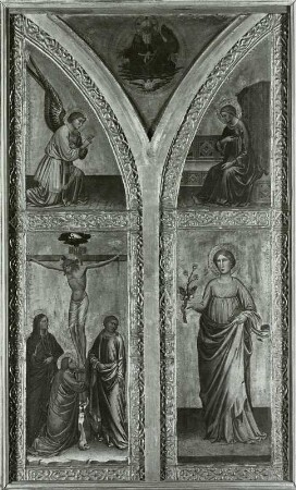 Kreuzigung Christi, Heilige Dorothea und Verkündigung an Maria