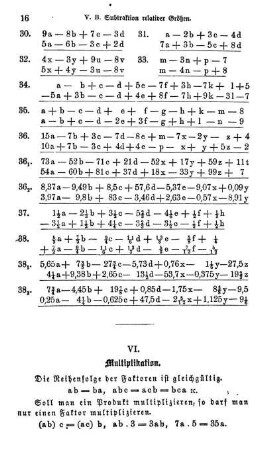 VI. Multiplikation.