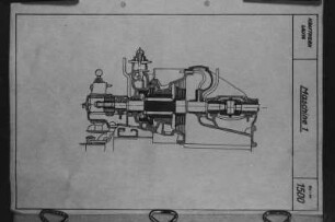Industrie-Kraftwerk. Reproduktion: Technische Zeichnung (Maßstab unbekannt) Schnitt durch die Turbine (Maschine 1) : Lauta (Niederlausitz). Industrie-Kraftwerk. Reproduktion: Technische Zeichnung (Maßstab unbekannt) Schnitt durch die Turbine (Maschine 1)