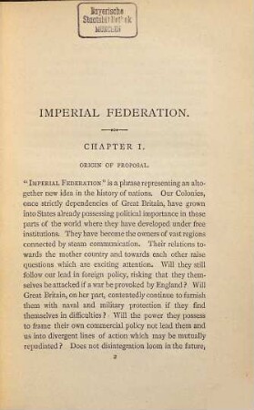 Imperial Federation : By the Marquis of Lorne