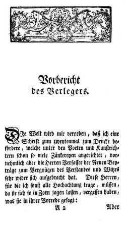 Vorbericht des Verlegers.