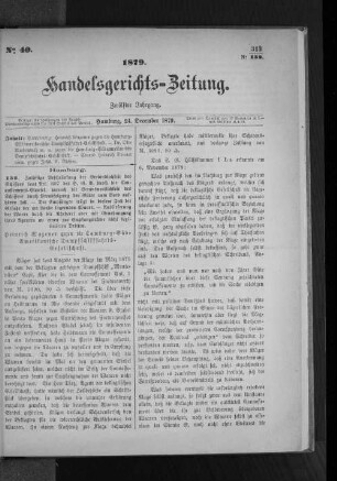 No 40 1879. Handelsgerichts-Zeitung.