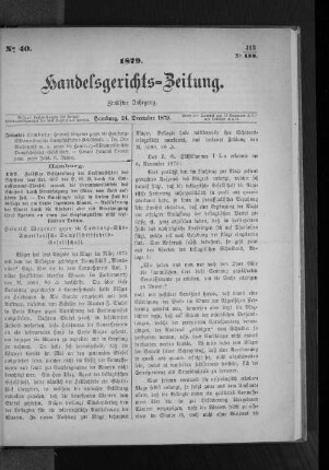 No 40 1879. Handelsgerichts-Zeitung.