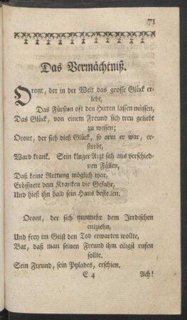 Das Vermächtniß