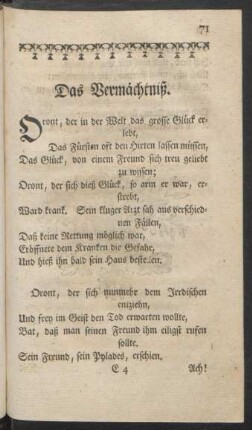 Das Vermächtniß