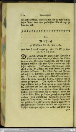 XII. Versuch zu Bordeaux den 16. Jun. 1784.