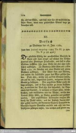 XII. Versuch zu Bordeaux den 16. Jun. 1784.