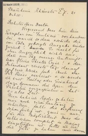 Brief an B. Schott's Söhne : 10.10.1898