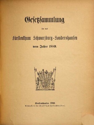 Gesetzsammlung für das Fürstenthum Schwarzburg-Sondershausen. 1889