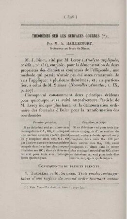 Théorèmes sur les surfaces courbes.