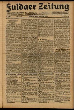 Erste Ausgabe vom Mittwoch, den 03. Dezember 1913.