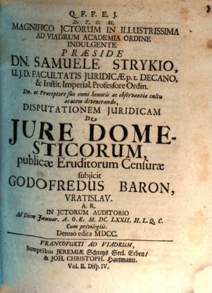 Disp. iur. de iure domesticorum