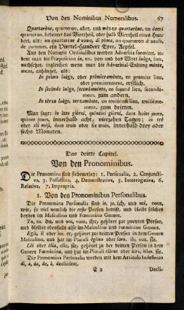 67-88, Das dritte Capitel. Von den Pronominibus.