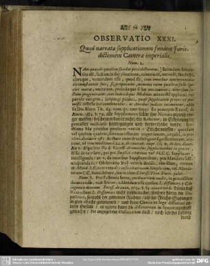 Observatio XXXI. Quod narrata supplicationum fundent Jurisdictionem Camerae imperialis