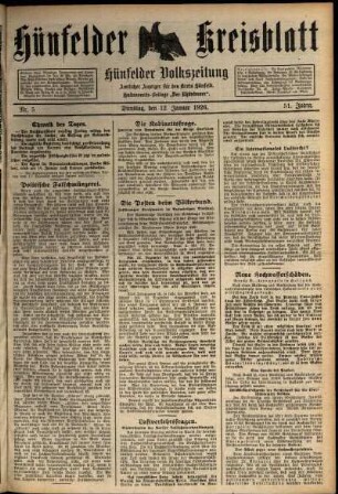 Ausgabe vom Dienstag, den 12. Januar 1926.