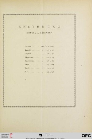 Erster Tag: Montag, 11. Dezember (Nr. 1-147)