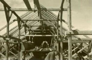Dachstuhlherstellung Waldschule, 1948