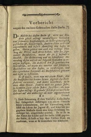 Vorbericht wegen des rechten Gebrauches dieses Buchs