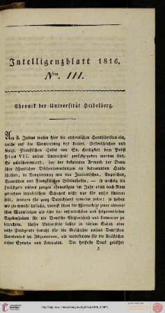 Intelligenzblatt Nro. III
