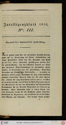 Intelligenzblatt Nro. III