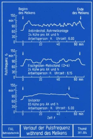 Verlauf der Pulsfrequenz während des Melkens