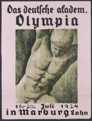 Marburg, Plakat für die Studenten-Olympiade ("Das deutsche akdem. Olympia - 18.-20. Juli 1924 in Marburg Lahn")