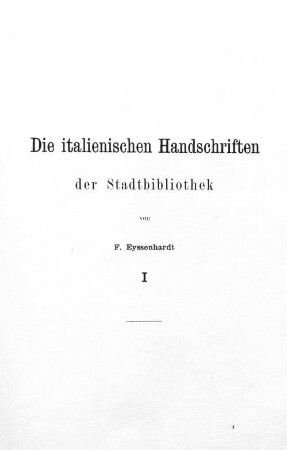 Die italienischen Handschriften der Stadtbibliothek