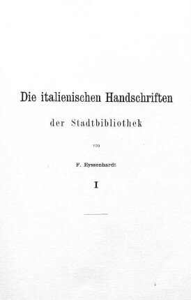 Die italienischen Handschriften der Stadtbibliothek